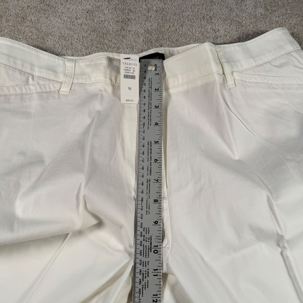 Talbots The Perfect Chino Women 16 (37 X 31) White Straight Leg Full Length NEW - Picture 9 of 11